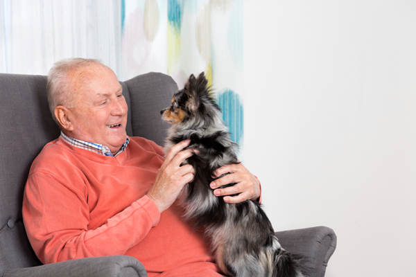 Elderly man with dog