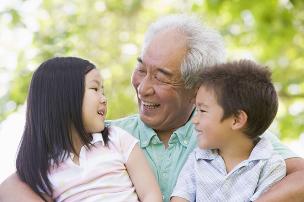 Grandfather with grandchildren